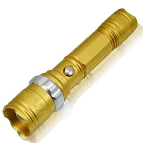 New arrival Cree LED luxury gold color waterproof flashlight torch UD09069